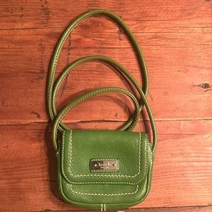 Tignanello green leather crossbody handbag purse